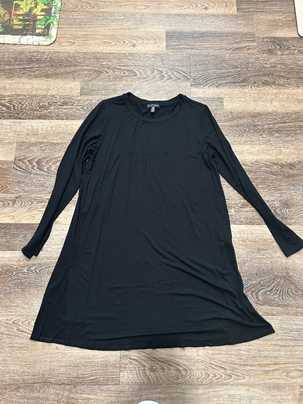 Eileen Fisher Sz Medium Black Side slit Women’s Jersey Tunic T-shirt dress
